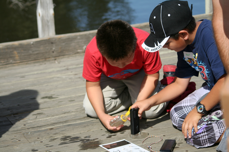 Students performing water quality tests