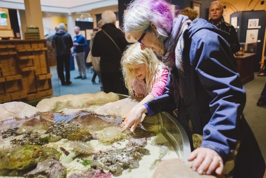 woman shows girl the tidepool