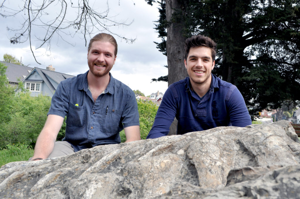 Graham Edwards and Gavin Piccione with fossil