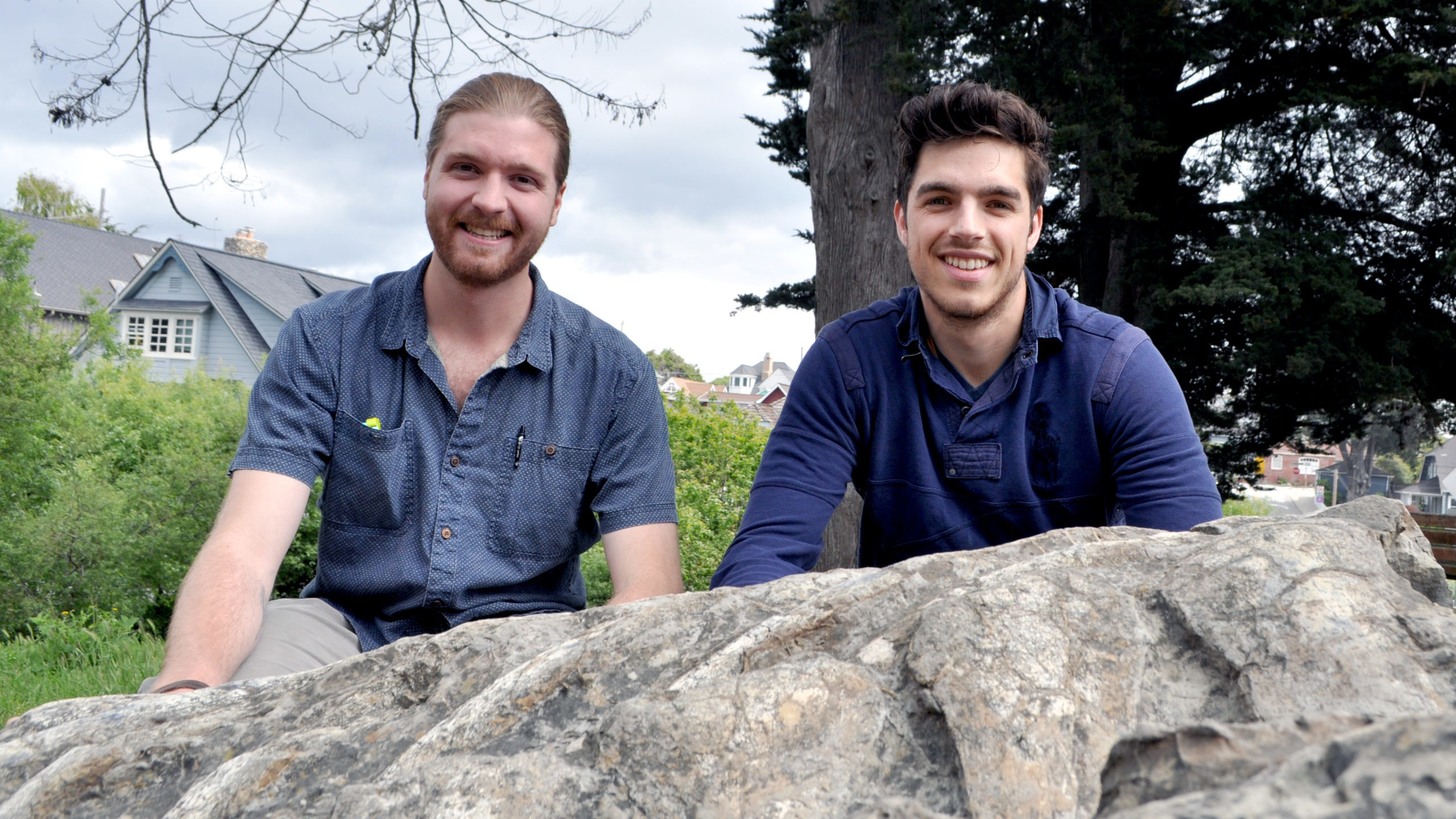 Graham Edwards and Gavin Piccione with fossil