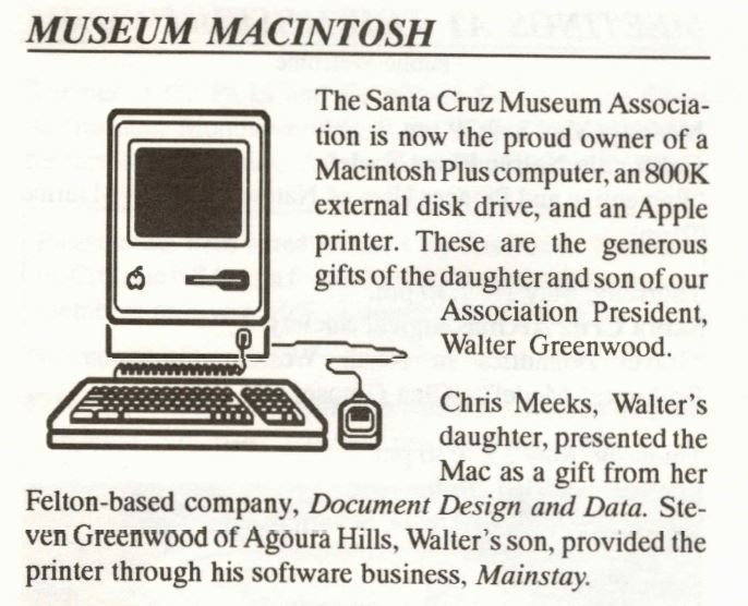 Clipping from when the museum first got a new macintosh