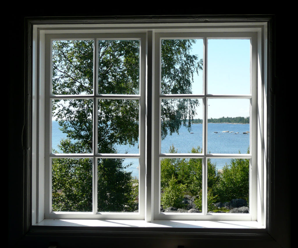 Window looking out over the water