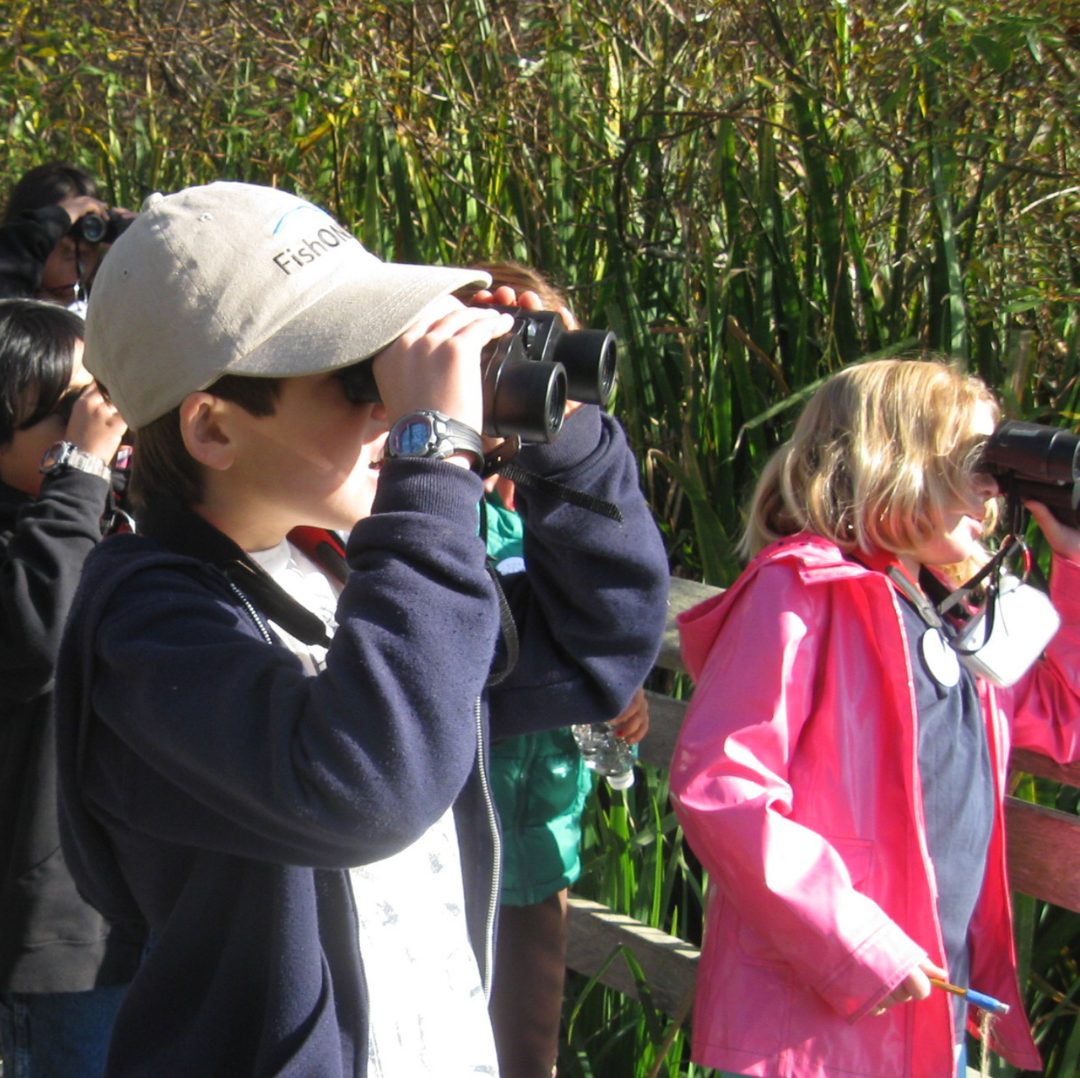 Students with binoculars